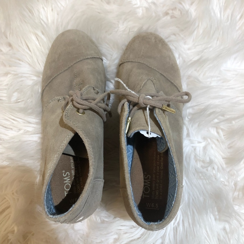 TOMS taupe bootie wedge!!!